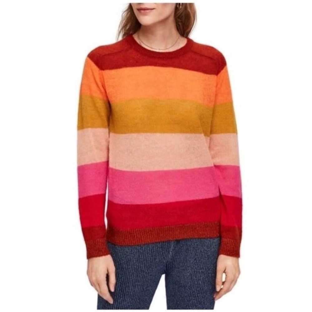 Scotch & Soda Womens L Vibrant Striped Alpaca Blend Pullover Sweater Lightweight
